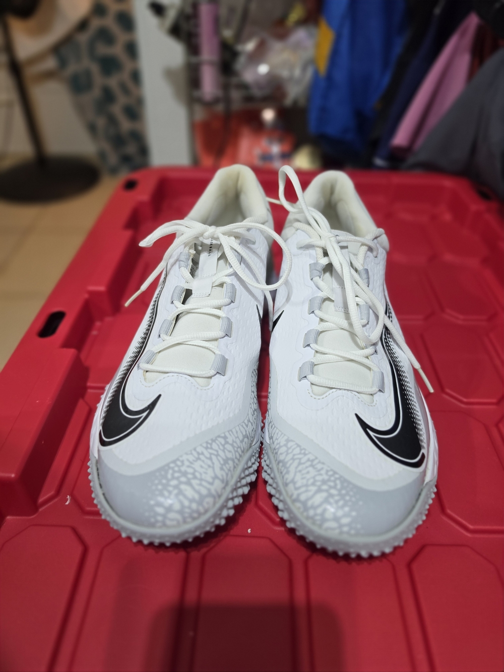 Nike Alpha Huarache Elite 4 TF Baseball/Turf – White/Grey – US 13